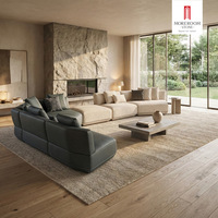 Canapé en cuir chocolat, ensemble de meubles de salon moderne, canapé modulaire minimaliste, 4 places, design luxueux