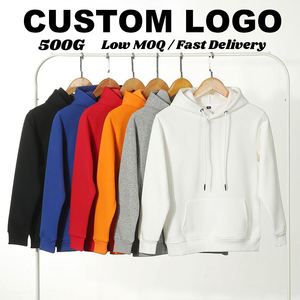 500G <b>Silver</b> Fleece Lined Hooded Sweatshirt Kids Cotton Blank Hoodie Custom Logo for Group Uniforms - Product Image 1