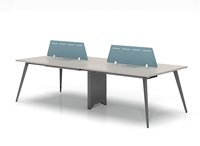 Bureau de conférence commercial simple pour 4 personnes, table de réunion minimaliste, poste de travail pour le personnel, table de bureau avec structure en métal