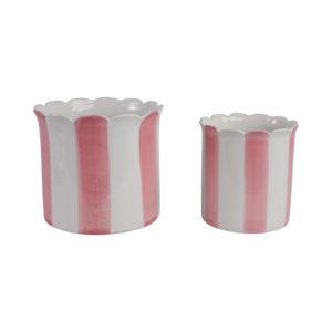 Vasi in Ceramica con Bordo Smerlato a Righe, Decorativi per Interni ed Esterni, per Giardino e Casa - Product Image 1