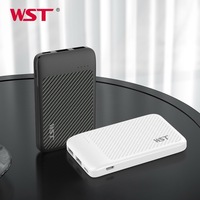 WST dompet Powerbank Tipe C portabel, Power Bank ramping Mini 5000mah dengan lampu kilat untuk bantalan panas dan pijat
