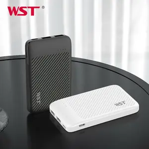 WST Portable Type C Wallet Powerbank 5000mah Mini Slim Power Bank avec Flash Light pour Chaleur et Coussin de Massage