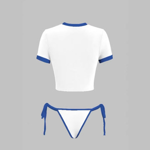 Wholesale Design Sexy Crop Top Two Piece Set Bikinis Round Neck t Shirt with Thong Swimwear Custom Logo <strong>Swim</strong> Suit <strong>for</strong> <strong>Women</strong> 2026 - Product Image 4