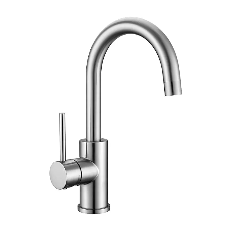 Bar Mini Bathroom Basin Sink Faucet Lead-Free Luxury Wash Mixer Swan Swivel 360 Stainless Steel Round Body Water Taps