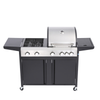 Tragbarer Outdoor-Gasgrill mit 6 Brennern und Seitenbrenner für Pizza