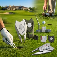 Outil de réparation de divots de golf magnétique 3-en-1 en alliage de zinc avec marqueur de balle True Putt, personnalisable avec logo, idéal comme cadeau pour golfeurs