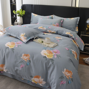 Taze Yeşil Arka Planlı Çiçek Desenli Tamamen Pamuklu Nevresim Takımı - Product Image 6