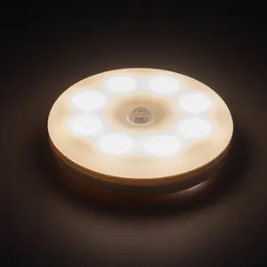 Luz Led nocturna con Sensor de movimiento, lámpara recargable redonda USB para dormitorio, cocina, escalera, pasillo, armario, iluminación