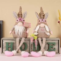 Ensemble de lutins lapins lumineux fantaisistes avec longues jambes pendantes, lumière LED chaude, décoration de printemps et de Pâques pour la maison