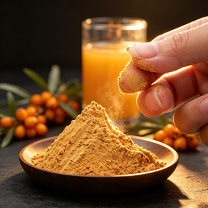 Muestra Gratuita de Polvo de Espino Amarillo 100% Soluble en Agua, Polvo de Jugo de Espino Amarillo Secado por Aspersión con Vitamina C Vegana Natural - Product Image 1