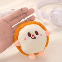 Porte-clés en peluche mignon et moelleux en forme de nourriture simulée (burger, frites, pain) pour filles - Vente en gros