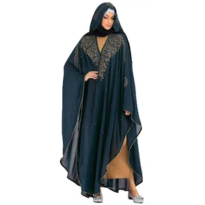 Chal largo con cuentas, nuevo estilo Glory abaya, mangas largas abiertas en la parte delantera, 2022