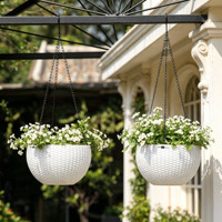 Pot de fleurs suspendu en plastique et panier à motif tressé, écologique et durable pour la maison, le bureau et le jardin
