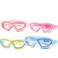 Masques de natation pour enfants à grande monture, haute définition, anti-buée, design monobloc, vision large, avec bouchons d'oreilles