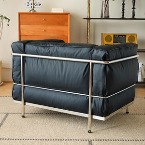 Chambre à coucher d'hôtel de luxe salon fauteuil de loisirs cuir synthétique chaise d'appoint moderne noir bureau à domicile salle à manger - Product Image 3