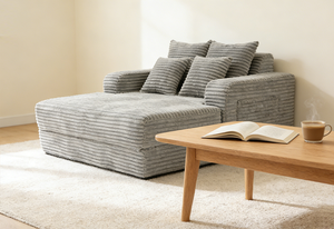 Chaise longue <span class=keywords><strong>convertible</strong></span> ultra-compressible, <span class=keywords><strong>canapé</strong></span> d'appoint gris pliable avec coussins, installation rapide pour petits appartements - Product Image 3