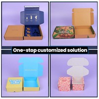 Ethnische Illustration Versandkartons Hellblau Recycelbare Verpackung Wellpappe-Versandboxen Maßgefertigte Verpackungsbox mit Prägung