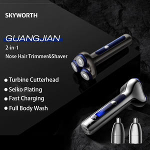 Afeitadora Eléctrica Portátil Skyworth con Carga USB 2 en 1, Recortadora de Vello Nasal, Máquina de Afeitar de <span class=keywords><strong>3</strong></span> Cuchillas para el Cuerpo Masculino - Product Image 2