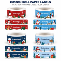 Étiquettes adhésives personnalisées imprimées pour cadeaux et artisanat, impression couleur, découpe, finition mate, rouleau d'étiquettes d'emballage de Noël