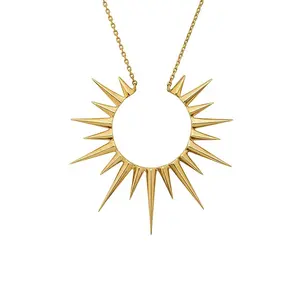 Wholesale recycled sterling silver women jewelry fashion 18k gold sun shine necklace