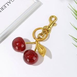 New Style Wholesale Bulk 3D Crystal Key Chain Women Girl Bag Charms <b>Keyring</b> 3D Crystal Cherry Keychain - Product Image 3