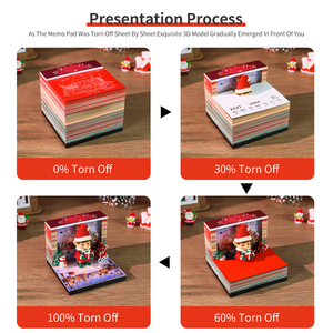Bloc de Notas de Papel con Calendario Navideño 2027, Diseño Personalizado con Logotipo, Escena de Pueblo Iluminada, Muñeco de Nieve y Trineo, Decoración para Escritorio - Product Image 4