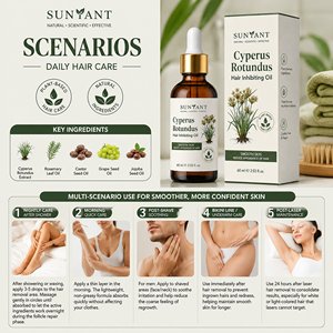 Aceite de Cyperus Rotundus Premium - Hidratante <span class=keywords><strong>para</strong></span> después del afeitado y después de la depilación, aceite corporal botánico <span class=keywords><strong>para</strong></span> la depilación - Product Image 4