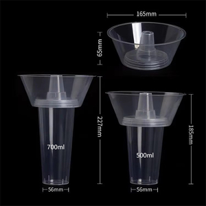 Bol à collation Cundao 700 ml et gobelet en plastique jetable 500 ml, plateau à collation 2 en 1, gobelets à thé au lait Boba personnalisés en PP - Product Image 6