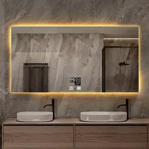 Grandi dimensioni Borderless retroilluminazione bagno specchio intelligente Hotel personalizzato a parete LED specchio per il trucco