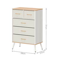 Commode de rangement légère à 5 tiroirs, design moderne, en MDF et acier carbone, tissu respirant, écologique, pour salon