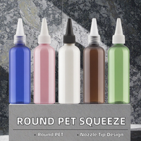 Botol Plastik PET Bulat dengan Nosel Runcing untuk Cat, Minyak Rambut, Seni Kuku, Kemasan Kosmetik