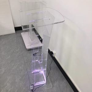 Di động có thể tháo rời có thể tái chế LED ánh sáng trong suốt <span class=keywords><strong>Acrylic</strong></span> Bục Giảng bục giảng đứng bàn chiếu sáng hiển thị giá Nhà thờ - Product Image 6