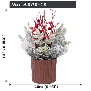 Composizione Natalizia Artificiale in Vaso, Pino Ghiacciato <span class=keywords><strong>con</strong></span> Bacche Rosse, <span class=keywords><strong>Centrotavola</strong></span> Invernale per Decorazione Domestica - Product Image 2