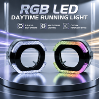 Feux de jour LED 5D RGB Angel Eyes 2,5 et 3 pouces avec contrôle par application, lentille de projecteur et cache, accessoires d'éclairage automobile