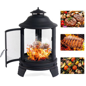 Ur-Health Pozo de fuego portátil <span class=keywords><strong>para</strong></span> exteriores con parrilla de cocina extraíble <span class=keywords><strong>Chimenea</strong></span> de pagoda de madera redonda <span class=keywords><strong>para</strong></span> acampar y usar en el jardín - Product Image 5