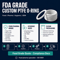 Joint torique en PTFE blanc pour l'industrie alimentaire, des boissons et pharmaceutique, qualité FDA, joint d'étanchéité pour pipeline sanitaire, sur mesure