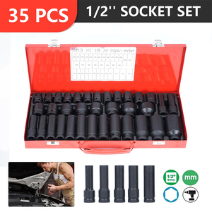 Jeu de douilles à chocs métriques Torx Podofo 35 pièces à 6 points, entraînement carré 1/2 pouce, kit d'outils à main pour voiture, clé à douilles 8-32 mm pour réparation - Product Image 6