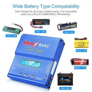 Cargador IMAX B6AC 80W Azul, Cargador Doble de Potencia Profesional, Descargador de Equilibrio 0.1-6.0A para Baterías Li-ion/Nimh/Nicd 2-6S RC Lipo, 10W Máx. - Product Image 5