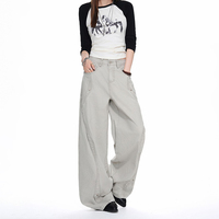 Pantalon décontracté ample à jambes larges de marque américaine tendance avec rivets métalliques – Versions homme et femme en jean