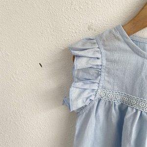 Áo không tay cho bé gái áo sơ mi thời trang phong cách đồng quê mùa hè với kích cỡ vừa nhỏ cho trẻ em - Product Image 4