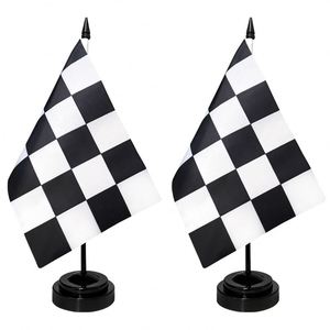 ขายส่งจากโรงงาน ธงแขวนเสาพีวีซี พิมพ์ลายดิจิตอล 100% โพลีเอสเตอร์ เป็นมิตรกับสิ่งแวดล้อม ลายตารางหมากรุกสีดำขาว ธงตั้งโต๊ะสำหรับแข่งรถ ขนาด 11.8 นิ้ว - Product Image 1