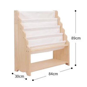 Estantería de Madera Clásica y Colorida para Niños, con Soporte de Tela para Exhibir Libros, Revistas y Juguetes para Perros y Gatos - Product Image 2