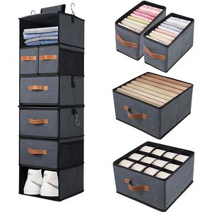 Best Price Foldable Closet Organizers 6-<b>Shelf</b> Linen Fabric Wardrobe Storage Unit With Drawer for Hanging Clothes and Storage - Product Image 5