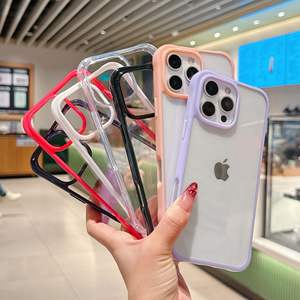 <span class=keywords><strong>Funda</strong></span> de teléfono de TPU de lujo de dos colores con agujero grande para IPhone16 transparente anticaída para Apple 15 Simple 14pro-2.0 agarre de teléfono grueso - Product Image 1