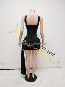 Ocstrade Hot Bán Đen Kim Cương lưới xem qua <span class=keywords><strong>DRESS</strong></span> boned thiết kế vuông cổ HEM Đảng sexy <span class=keywords><strong>DRESS</strong></span> đối với phụ nữ bên câu lạc bộ đêm - Product Image 5