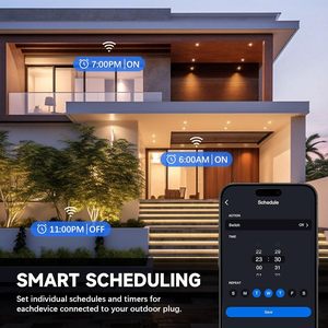 Prise WiFi IP66 avec 2 prises individuelles, compatible avec Alexa et Google Assistant, prise extérieure intelligente pour guirlandes lumineuses, homologuée UL - Product Image 5