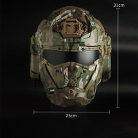 Casque Intégral de Combat Couleur Unie avec Micro-Casque de Communication Intégré