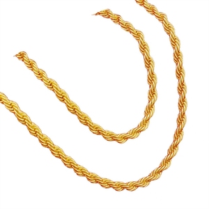 Cinturón <span class=keywords><strong>de</strong></span> cuero vaquero <span class=keywords><strong>de</strong></span> moda para mujer con cadena retorcida y eslabones cubanos, collar estilo urbano chapado en oro al vacío - Product Image 1