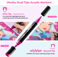 Stylos de peinture acrylique Ohuhu 30 couleurs : double pointe (rond et fin)