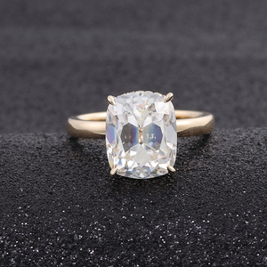 Anillo de boda para mujer, sortija larga, oro amarillo de 14 quilates, 14k, piedra preciosa, 9x11mm - Product Image 3